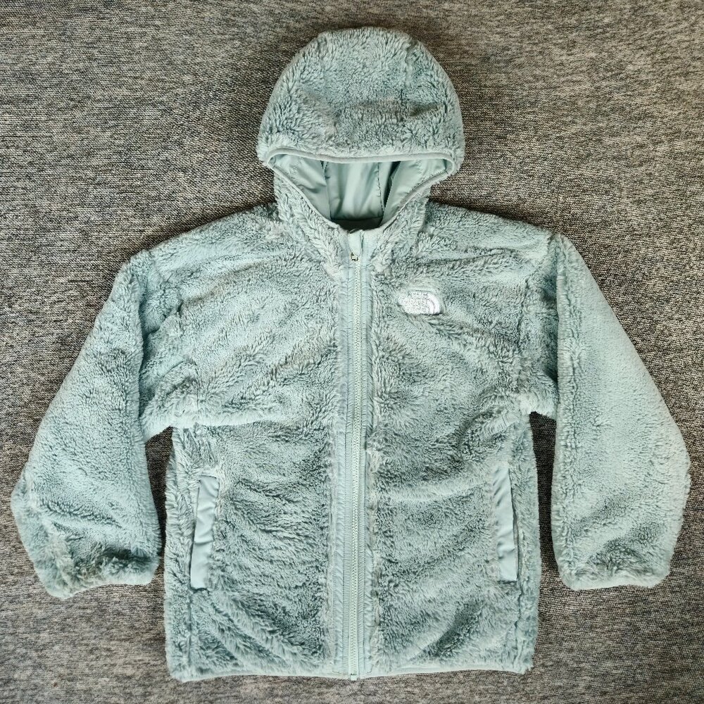 $160 The North Face Reversible Shasta Short Parka Jacket Girls Medium Muted Pine